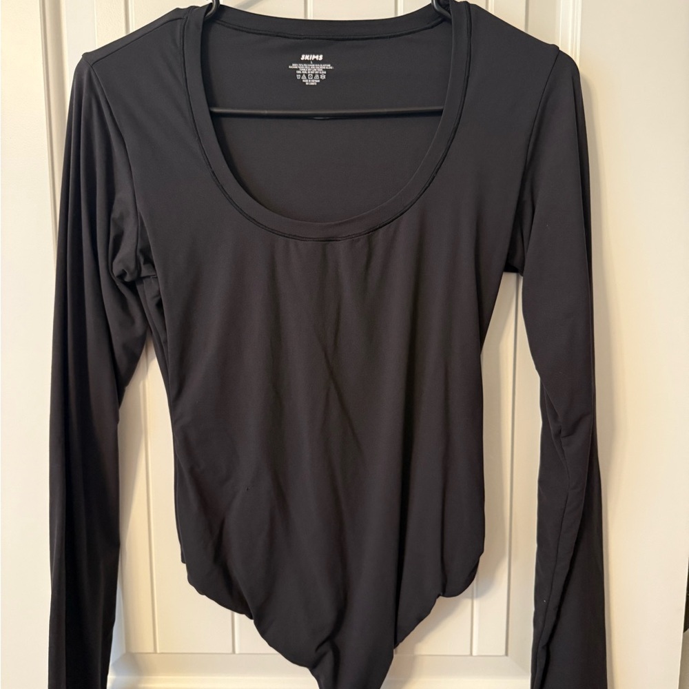 SKIMS Black Long Sleeve Bodysuit
